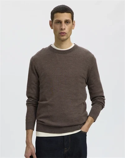 Selected - SLHTray Merino Crew Strik - Delicioso